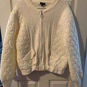 Women’s Pearl White Jacket Sweater Zip Up xl